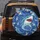Sharks with Red Mouth Jagged Teeth, Bubbles, Blue Water Ripples - Wildlife Lover Gift Spare Tire Cover - 5
