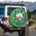 Stained Glass Magnolia Flower Buds Green Leaves Wavy Ribbons - Garden Lover Gift Spare Tire Cover - 3