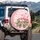 Pink Flamingos Tropical Leaves Pink Blossoms Hearts - Tropical Lifestyle Gift Spare Tire Cover - 3
