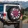 Dark Magenta Rose Floral Leaves Botanical Silhouettes - Home Decor Gift for Rose Lover Spare Tire Cover - 3