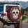 Sugar Skull Floral Heart Mexican Folk Art - Dia de los Muertos Gift Spare Tire Cover - 3