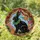 Black Rabbit Sitting Green Leaf Wreath Pink Orange Flowers - Wildlife Home Decor Gift Stained Glass Suncatcher - 1