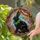 Black Rabbit Sitting Green Leaf Wreath Pink Orange Flowers - Wildlife Home Decor Gift Stained Glass Suncatcher - 2