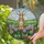 Brown Easter Bunny Wooden Fence Decorated Eggs Purple Flowers Meadow - Spring Home Decor Gift Stained Glass Suncatcher - 2