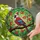 White Red Cardinal Bird Prominent Crest Autumn Leaves Branch - Bird Lover Home Decor Gift Stained Glass Suncatcher - 2