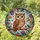 Fluffy Brown Owl Wildflowers Leaves Hearts Nature Inspired Home Decor Gift for Owl Lover Stained Glass Suncatcher - 1