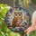 Fluffy Brown Owl Wildflowers Leaves Hearts Nature Inspired Home Decor Gift for Owl Lover Stained Glass Suncatcher - 2