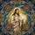 Jesus Christ Radiant Orb Celestial Swirls Golden Halo Compass Stars - Home Decor Gift Stained Glass Suncatcher - 5