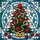 Golden Scroll Christmas Tree Red Poinsettias Baubles - Christmas Gift Stained Glass Suncatcher - 5