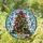 Golden Scroll Christmas Tree Red Poinsettias Baubles - Christmas Gift Stained Glass Suncatcher - 1