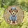 Terrier Puppy Dog Denim Hat Jacket - Home Decor Gift for Dog Lover Stained Glass Suncatcher - 1