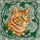 Ginger Striped Cat Green Eyes Emerald Vines Pale Grey Organic Swirls Home Decor Gift for Cat Lover Stained Glass Suncatcher - 5