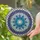 Icy Blue Teal Snowflake Starburst Fronds Botanical Rhomboid Accents - Home Decor Gift Stained Glass Suncatcher - 2