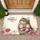 Fluffy Tabby Cat Pink Bow Watercolor Rose Floral Happy Mother's Day Gift Doormat - 1