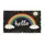 Arcing Rainbow Hello Text Clouds Sun Floral Border - Home Decor Gift Doormat - 3
