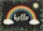 Arcing Rainbow Hello Text Clouds Sun Floral Border - Home Decor Gift Doormat - 7