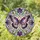 Purple Butterfly Gold Scrollwork Floral - Home Decor Gift for Butterfly Lover Stained Glass Suncatcher - 1