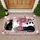 Black White Polka Dot Cats Rose Daisy Wildflower - Home Decor Gift for Cat Lover Doormat - 1