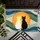 White Black Cat Pair Sun Abstract Landscape - Home Decor Gift Cat Lover Doormat - 6