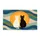White Black Cat Pair Sun Abstract Landscape - Home Decor Gift Cat Lover Doormat - 3