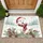 Fluffy White Puppy Santa Hat Plaid Scarf Evergreen - Christmas Gift for Puppy Lover Doormat - 1