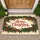 Merry Christmas Pine Needles Holly Berries Golden Bells Red Ribbons - Christmas Decor Doormat - 1