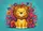 Cartoon Shaggy Mane Lion Lush Field Flowers Floating Hearts - Home Decor Gift for Kids Doormat - 7