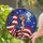 Goldendoodle Dog American Flag Cross - Independence Day Gift for Dog Lovers Stained Glass Suncatcher - 2