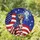 Goldendoodle Dog American Flag Cross - Independence Day Gift for Dog Lovers Stained Glass Suncatcher - 1