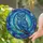 Blue Owl Green Eyes Golden Beak Crescent Moon Celestial Nebulae - Home Decor Gift Stained Glass Suncatcher - 2