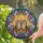 Blue Eyed Tabby Kittens Amber Teal Floral Wreath Blossom - Home Decor Gift for Cat Lover Stained Glass Suncatcher - 2