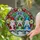 Three Festive Gnomes Christmas Ornaments Snowy Pines - Holiday Home Decor Gift Stained Glass Suncatcher - 2