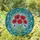 Red Poppies Green Leaves Circular Border Blue Mosaic - Home Decor Gift for Garden Lover Stained Glass Suncatcher - 1