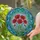Red Poppies Green Leaves Circular Border Blue Mosaic - Home Decor Gift for Garden Lover Stained Glass Suncatcher - 2