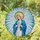 Virgin Mary Praying Golden Halo Radiating Blue Mosaic - Christian Home Decor Gift Stained Glass Suncatcher - 1