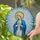 Virgin Mary Praying Golden Halo Radiating Blue Mosaic - Christian Home Decor Gift Stained Glass Suncatcher - 2