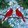 Red Cardinal Birds Winter Branch Holly Berries - Home Decor Gift for Bird Lovers Stained Glass Suncatcher - 5