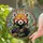 Red Panda Tree Branch Leaves Berries - Wildlife Lover Home Decor Gift Stained Glass Suncatcher - 2