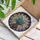 Forget-Me-Not Flowers Green Leaves Ornate Vase Geometric Border - Home Decor Gift for Garden Lover Stained Glass Suncatcher - 3