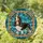 Basset Hound Dog Amber Scrollwork Teal Background - Home Decor Gift for Dog Lovers Stained Glass Suncatcher - 1