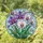 Purple Lavender White Orchid Flowers Emerald Leaves Sky Blue Mosaic - Home Decor Gift Stained Glass Suncatcher - 1