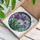 Purple Lavender White Orchid Flowers Emerald Leaves Sky Blue Mosaic - Home Decor Gift Stained Glass Suncatcher - 3