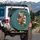 Teal Turquoise Skull Roses Marigolds Blossoms Foliage Vines - Art Lover Home Decor Gift Spare Tire Cover - 3