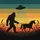 Bigfoot Unicorn UFO Sunset Sky - Outdoor Adventure Gift for Outdoor Enthusiasts Spare Tire Cover - 6