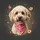 Fluffy Poodle Dog Head Pink Bandana Peaches Strawberries Foliage - Dog Lover Gift Spare Tire Cover - 6
