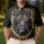 Lion Head Glowing Eyes Energy Tendrils Swirling Lines Black Background - Wildlife Lover Gift Men's Polo Shirt - 4
