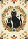 Black Cats Folk Cat Tapestry Botanical Wreath - Cat Lover Home Decor Gift Garden Flag - 6