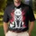 Seated White Wolf Red Splatters Radiating Energy - Primal Animal Lover Gift Men's Polo Shirt - 4