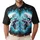Symmetrically Mirrored White Skull Heads and Glowing Cyan Flames - Skull Lover Gift Men's Polo Shirt - 1