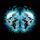 Symmetrically Mirrored White Skull Heads and Glowing Cyan Flames - Skull Lover Gift Men's Polo Shirt - 7